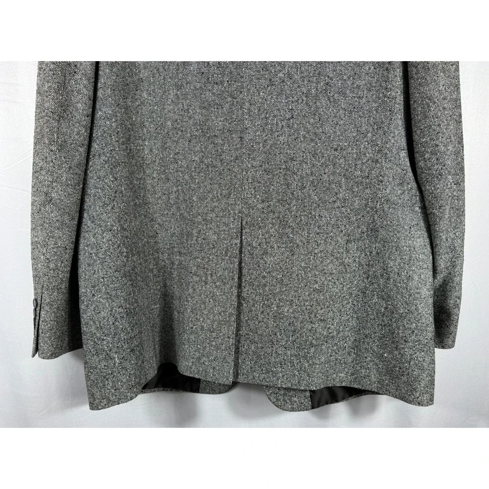 Vintage Versini Mens‎ 46L 100% Silk Blazer Grey Salt and Pepper Tweed Two Button